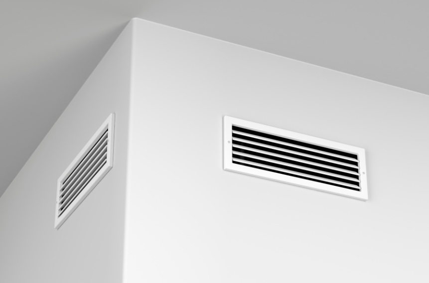 Air conditioner unit vent on wall