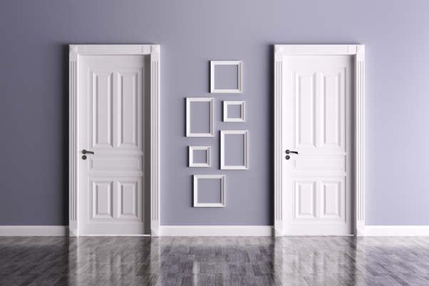 Wooden door frame and interior doorway