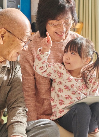 Family members relaxing in a safe, comfortable indoor environment